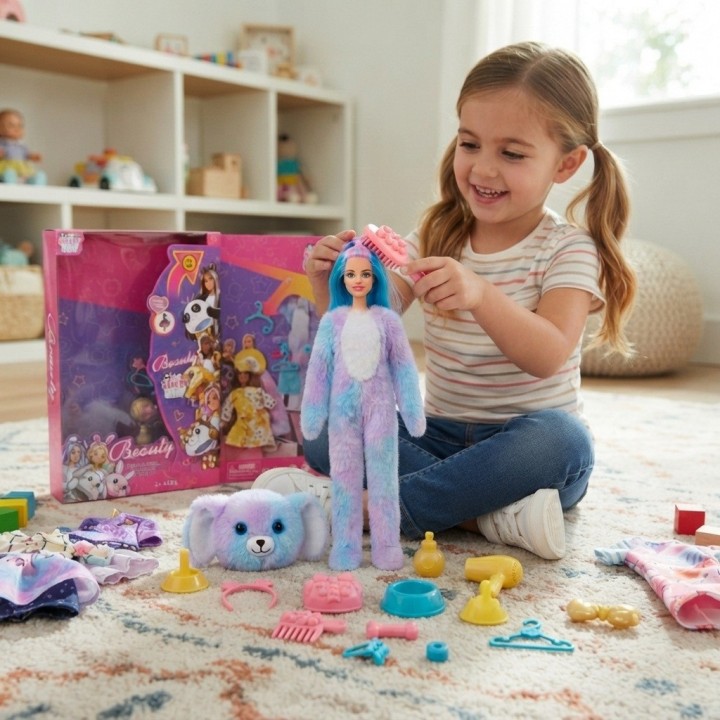 Muñeca Disfraz Peluche Oso Arcoíris Con Accesorios