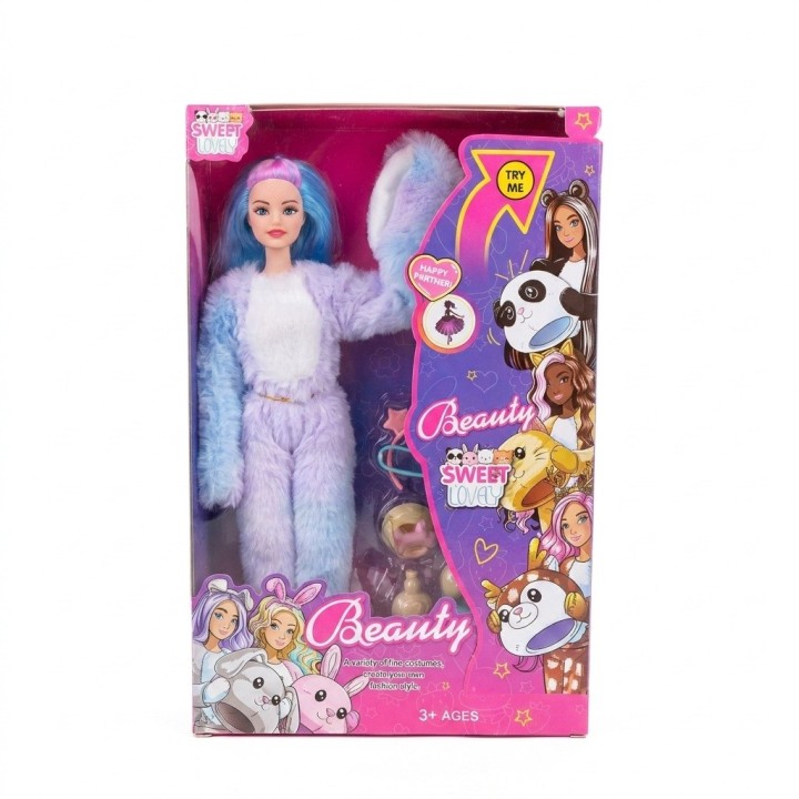 Muñeca Disfraz Peluche Oso Arcoíris Con Accesorios