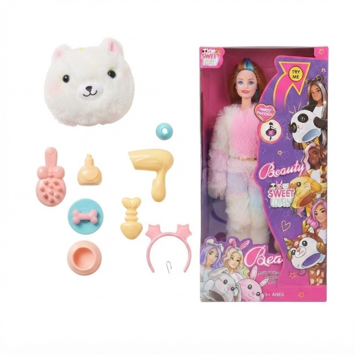 Muñeca Disfraz Peluche Oso Arcoíris Con Accesorios