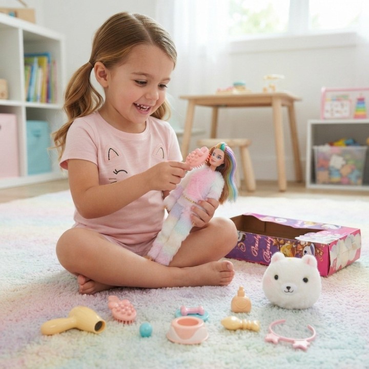 Muñeca Disfraz Peluche Oso Arcoíris Con Accesorios