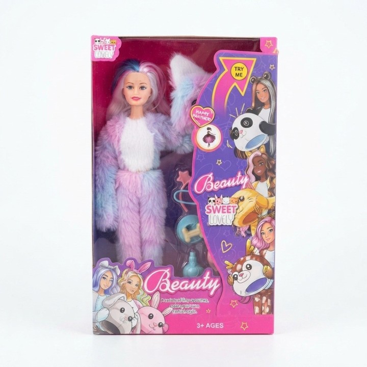 Muñeca Disfraz Peluche Oso Arcoíris Con Accesorios
