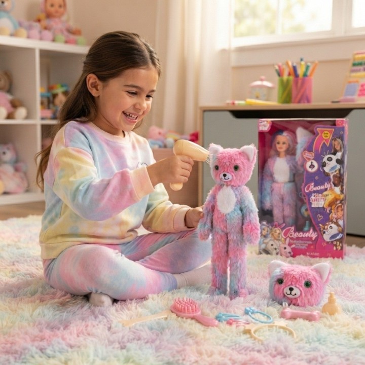 Muñeca Disfraz Peluche Oso Arcoíris Con Accesorios