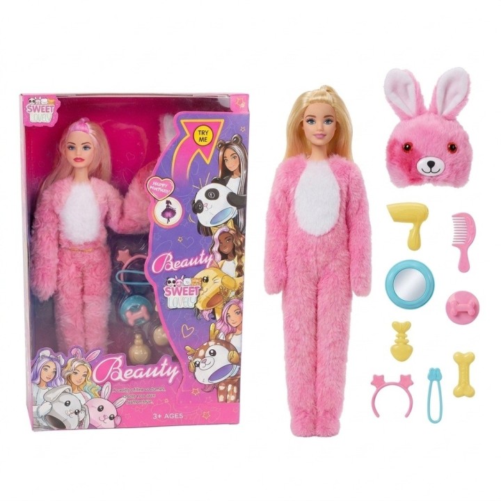 Muñeca Disfraz Peluche Oso Arcoíris Con Accesorios