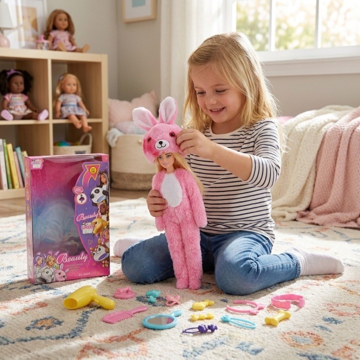 Muñeca Disfraz Peluche Oso Arcoíris Con Accesorios
