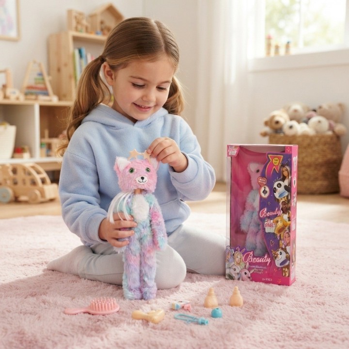 Muñeca Disfraz Peluche Oso Arcoíris Con Accesorios