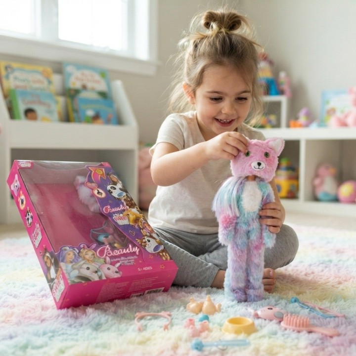 Muñeca Disfraz Peluche Oso Arcoíris Con Accesorios