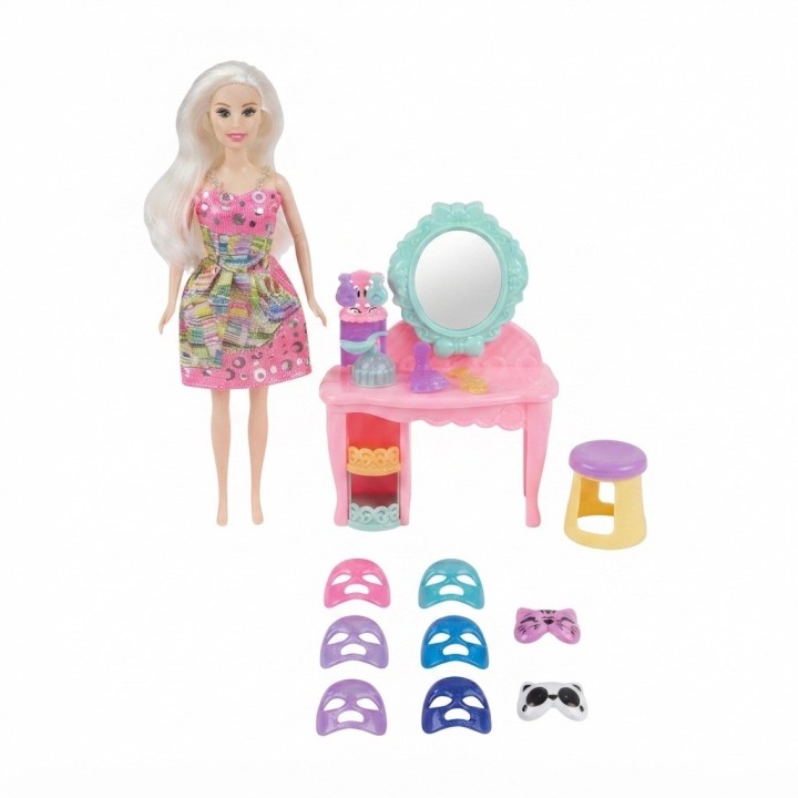 Muñeca Fashion Con Tocador Y Mascarillas Faciales