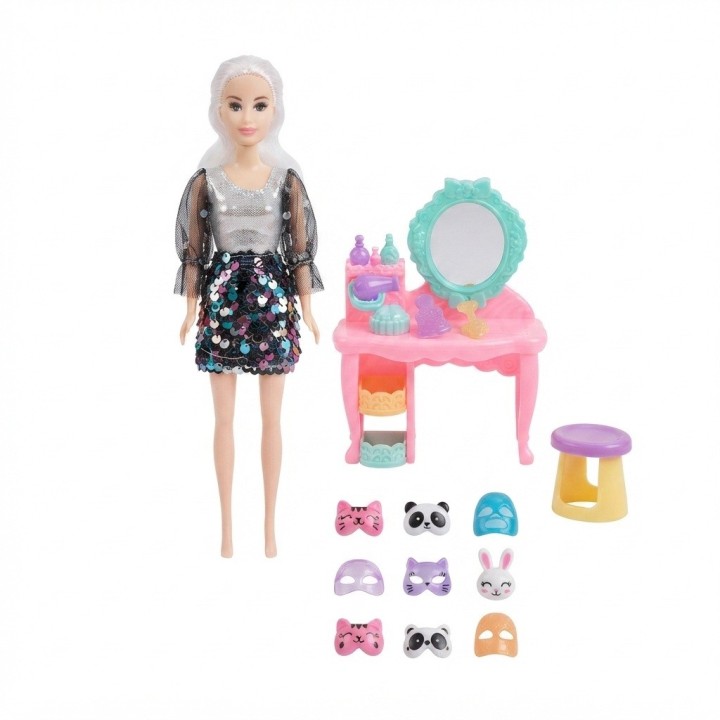 Muñeca Fashion Con Tocador Y Mascarillas Faciales