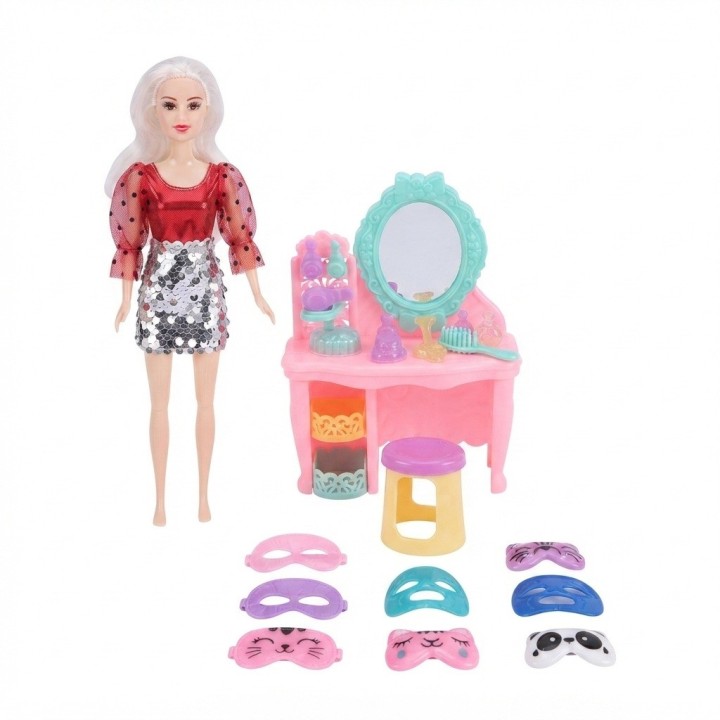 Muñeca Fashion Con Tocador Y Mascarillas Faciales