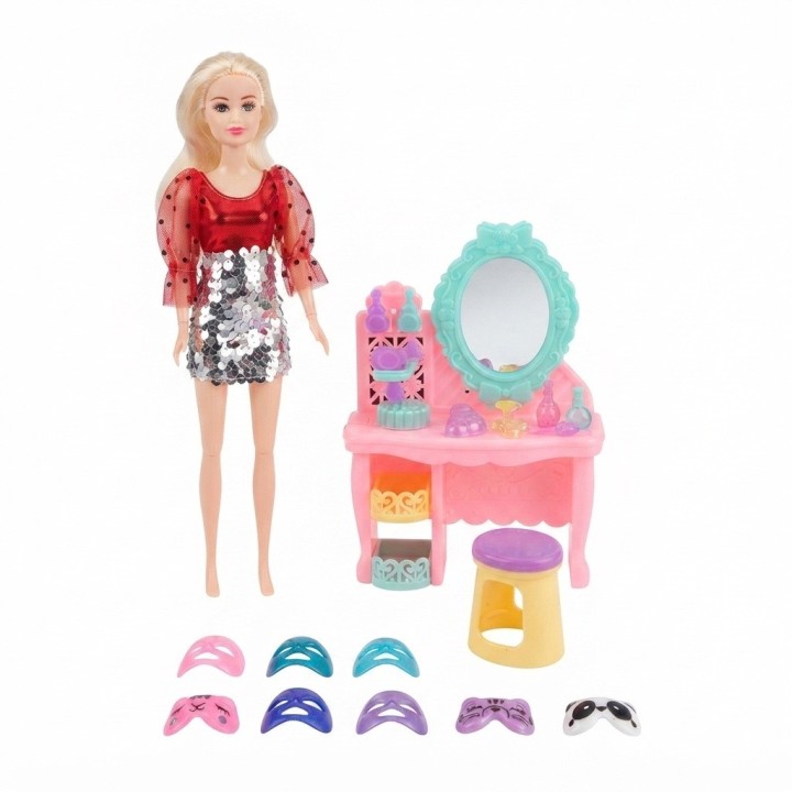 Muñeca Fashion Con Tocador Y Mascarillas Faciales