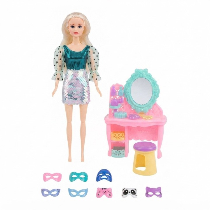 Muñeca Fashion Con Tocador Y Mascarillas Faciales