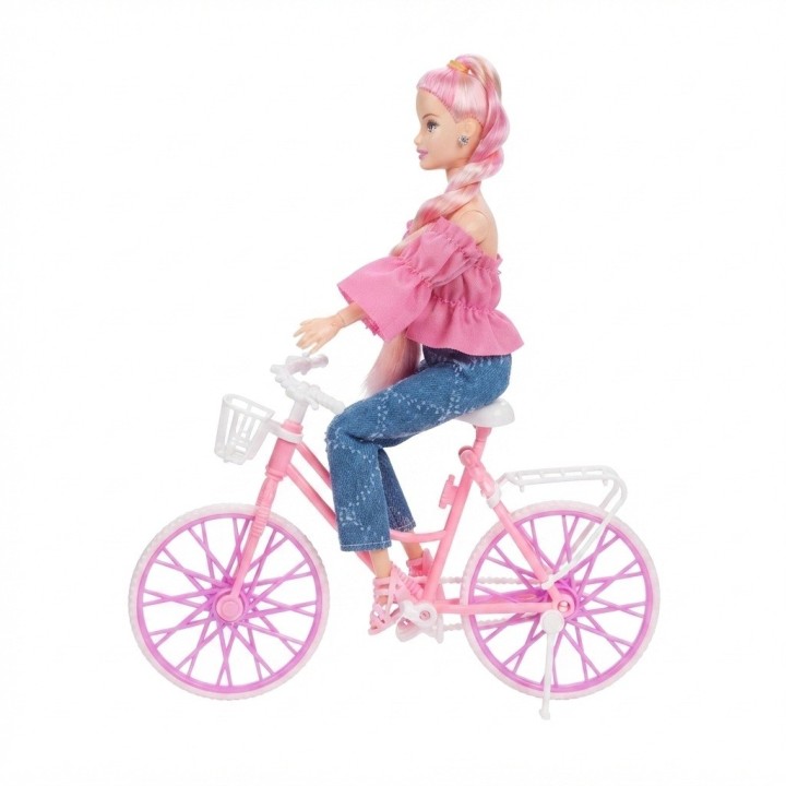 Muñeca Fashion En Bicicleta Con Mascota Y Accesorios