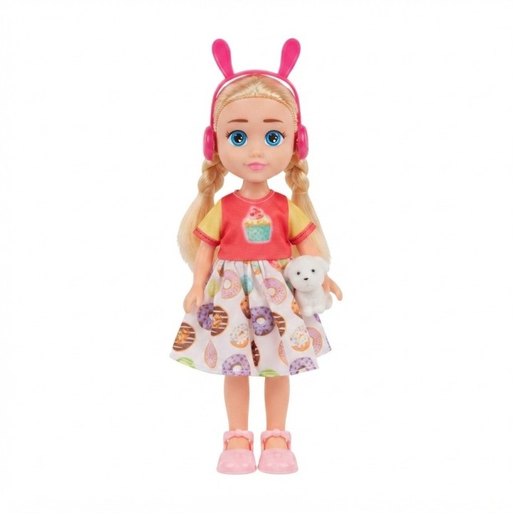 Muñeca Fashion Vestido Arcoíris Con Mascota Perrito