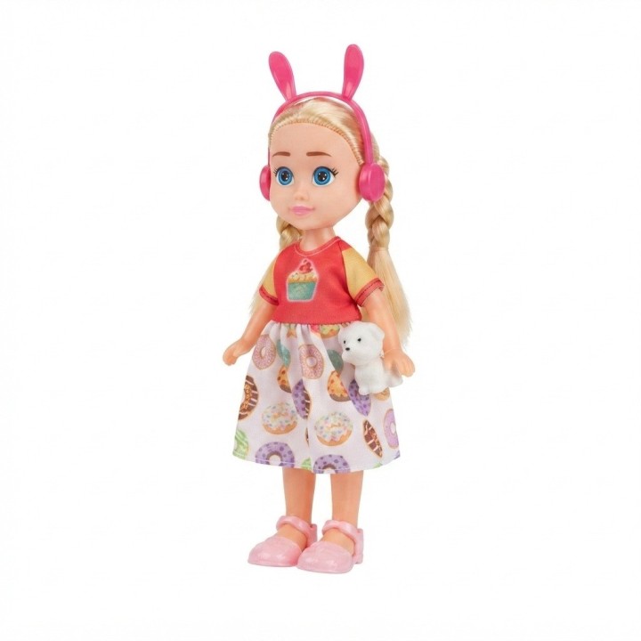 Muñeca Fashion Vestido Arcoíris Con Mascota Perrito