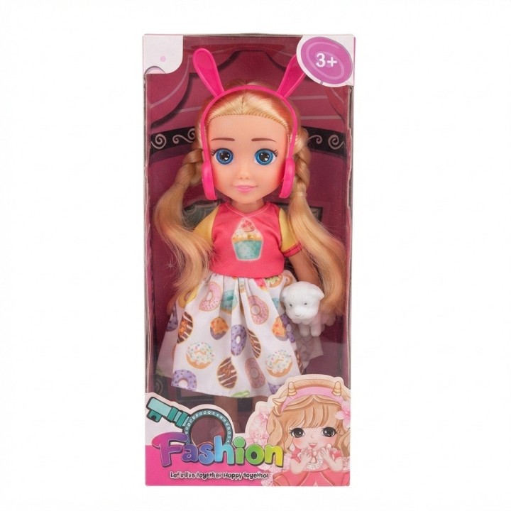 Muñeca Fashion Vestido Arcoíris Con Mascota Perrito