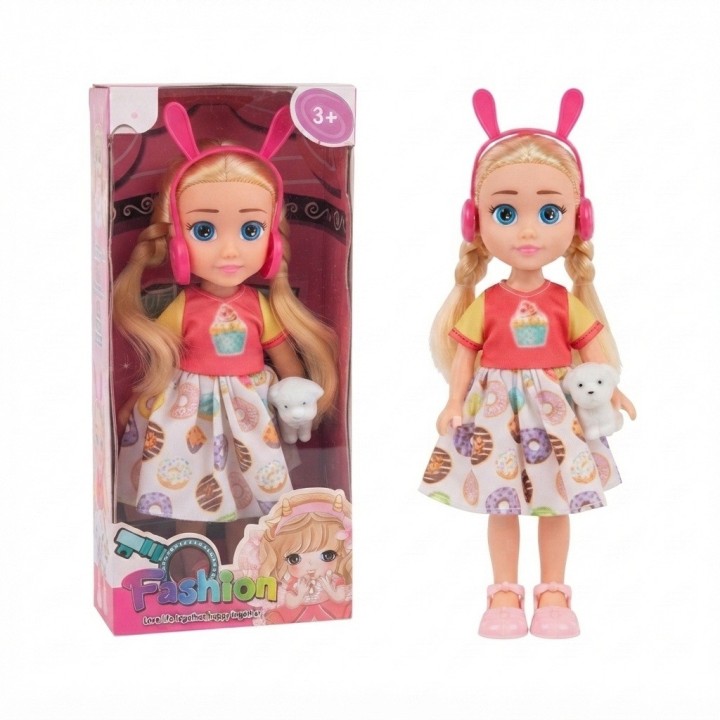 Muñeca Fashion Vestido Arcoíris Con Mascota Perrito