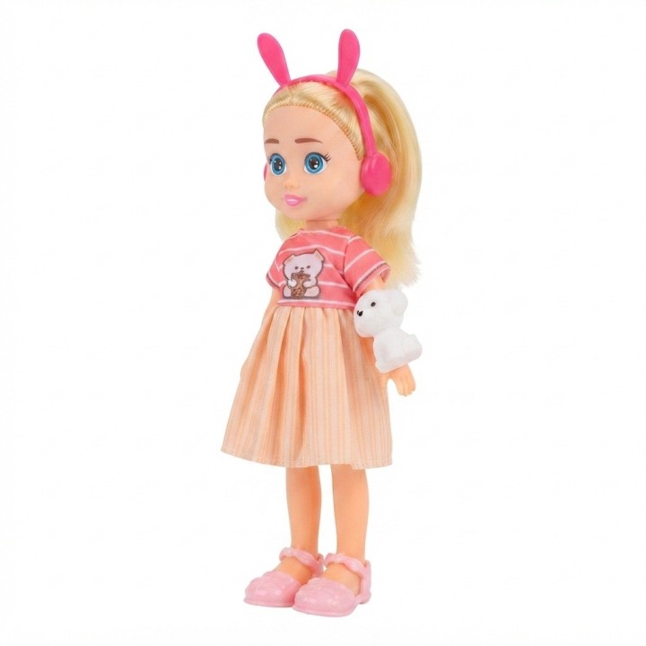 Muñeca Fashion Vestido Arcoíris Con Mascota Perrito