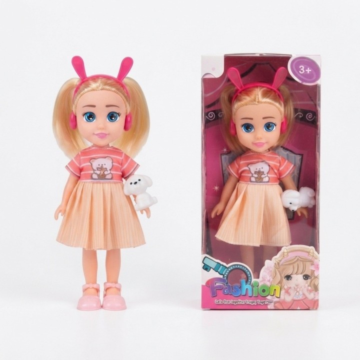 Muñeca Fashion Vestido Arcoíris Con Mascota Perrito