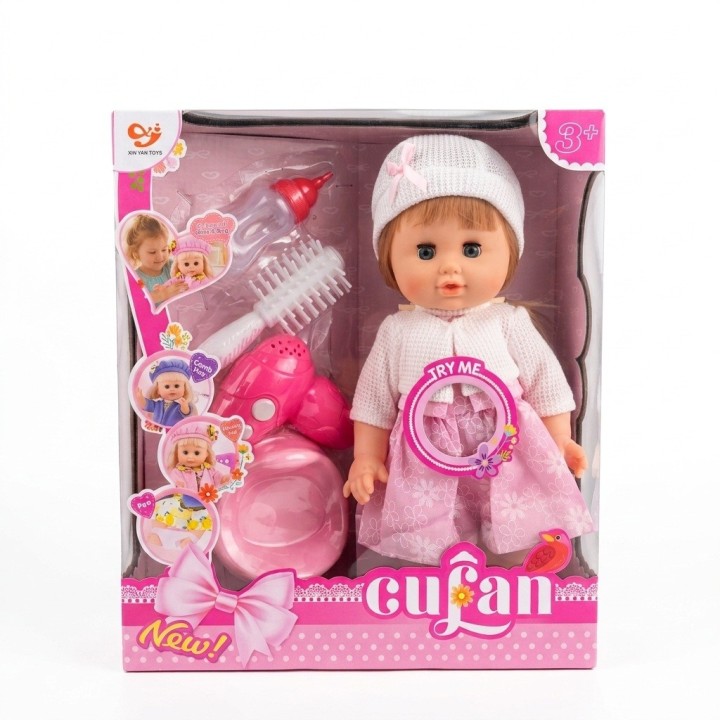 Muñeca Bebé Cufan Con Bacinilla, Secador Y Sonidos