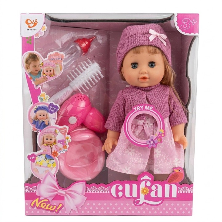 Muñeca Bebé Cufan Con Bacinilla, Secador Y Sonidos