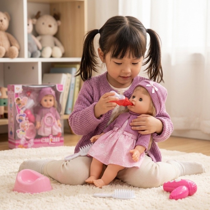 Muñeca Bebé Cufan Con Bacinilla, Secador Y Sonidos
