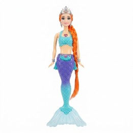 Hermosa Muñeca Sirena Acuática Con Tiara Y Larga Trenza