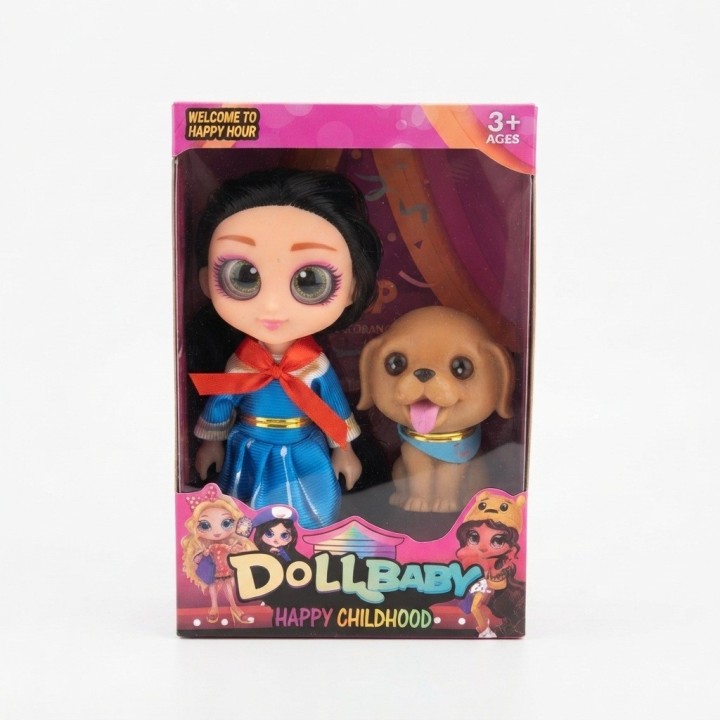 Mini Muñeca Dollbaby Ojos Grandes Con Mascota