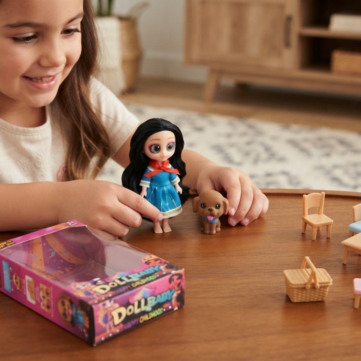 Mini Muñeca Dollbaby Ojos Grandes Con Mascota