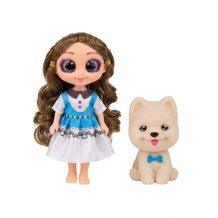 Mini Muñeca Dollbaby Ojos Grandes Con Mascota