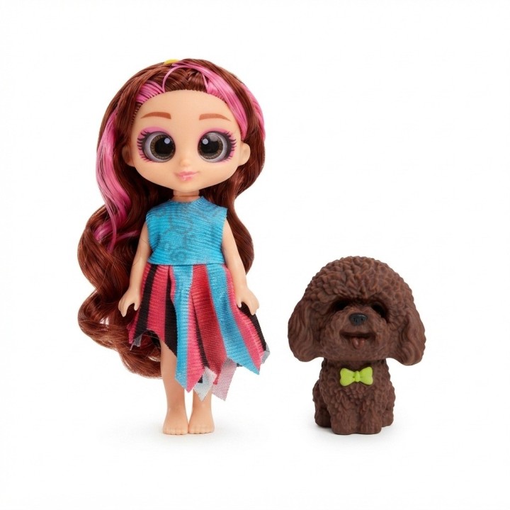 Mini Muñeca Dollbaby Ojos Grandes Con Mascota