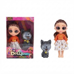 Mini Muñeca Dollbaby Ojos Grandes Con Mascota