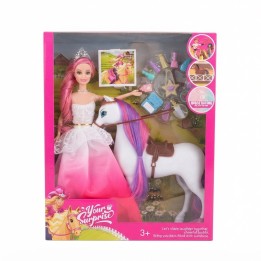 Hermosa Muñeca Princesa Con Caballo Mágico Y Accesorios