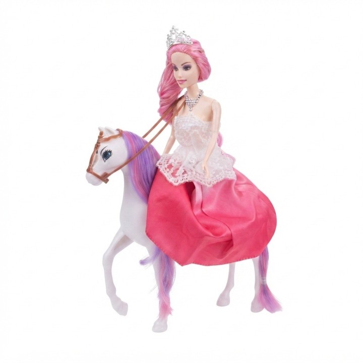 Hermosa Muñeca Princesa Con Caballo Mágico Y Accesorios