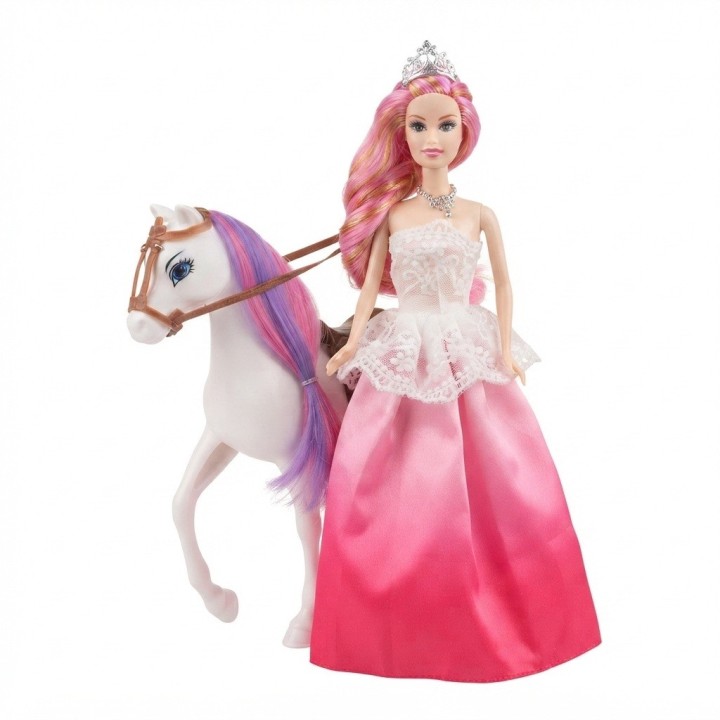 Hermosa Muñeca Princesa Con Caballo Mágico Y Accesorios
