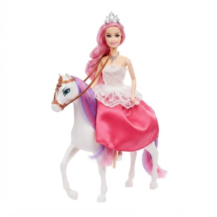 Hermosa Muñeca Princesa Con Caballo Mágico Y Accesorios