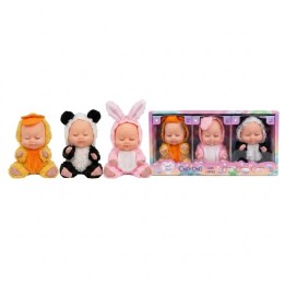 Set X3 Mini Muñecas Bebés Durmiendo Pijama Animalitos