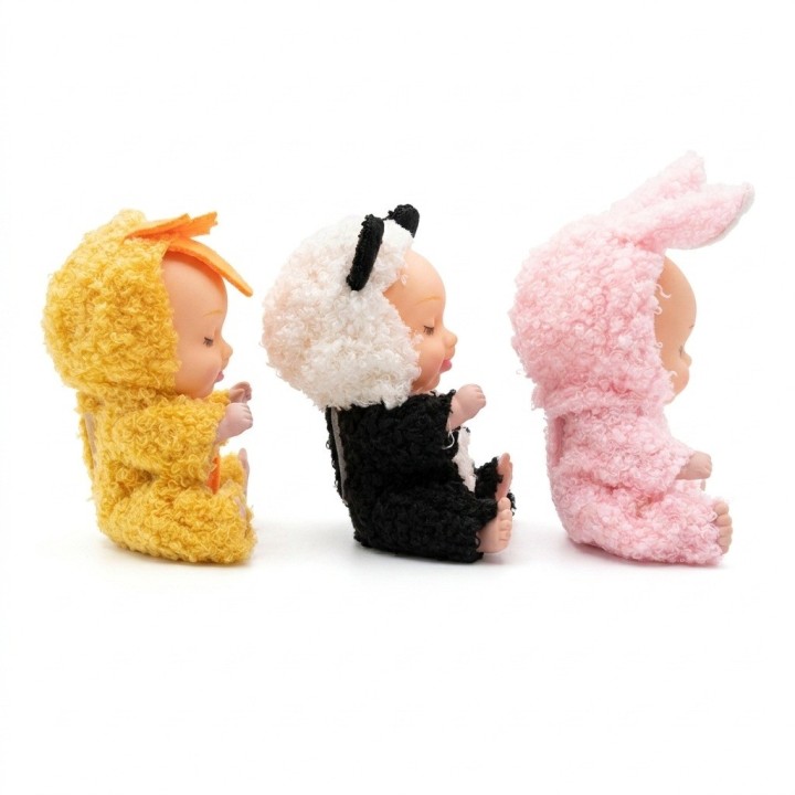 Set X3 Mini Muñecas Bebés Durmiendo Pijama Animalitos