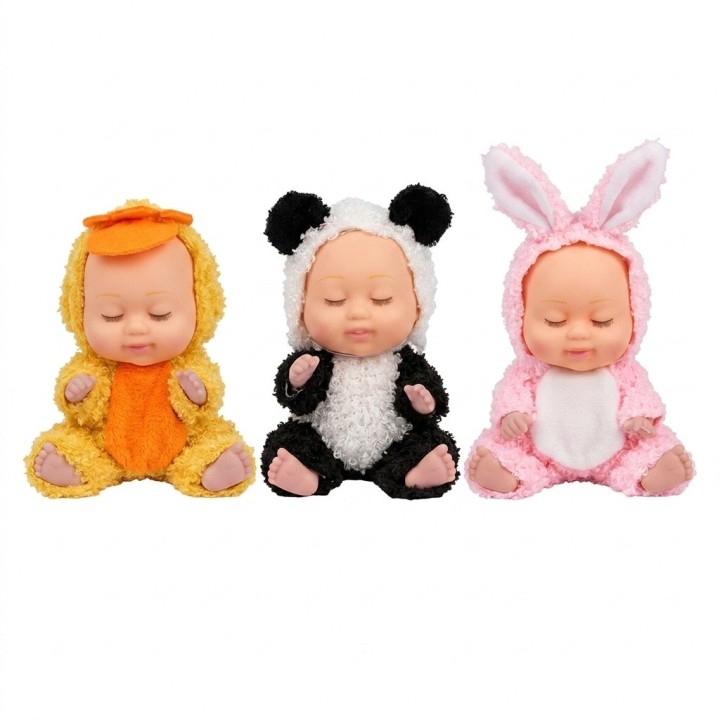 Set X3 Mini Muñecas Bebés Durmiendo Pijama Animalitos