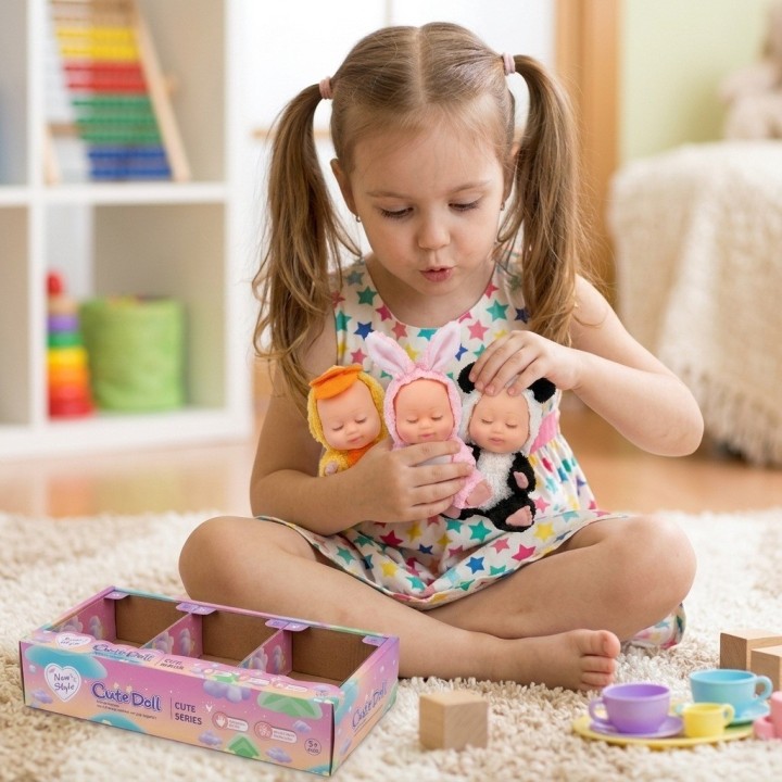 Set X3 Mini Muñecas Bebés Durmiendo Pijama Animalitos