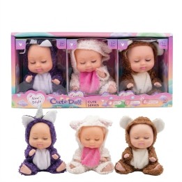 Set X3 Mini Muñecas Bebés Durmiendo Pijama Animalitos