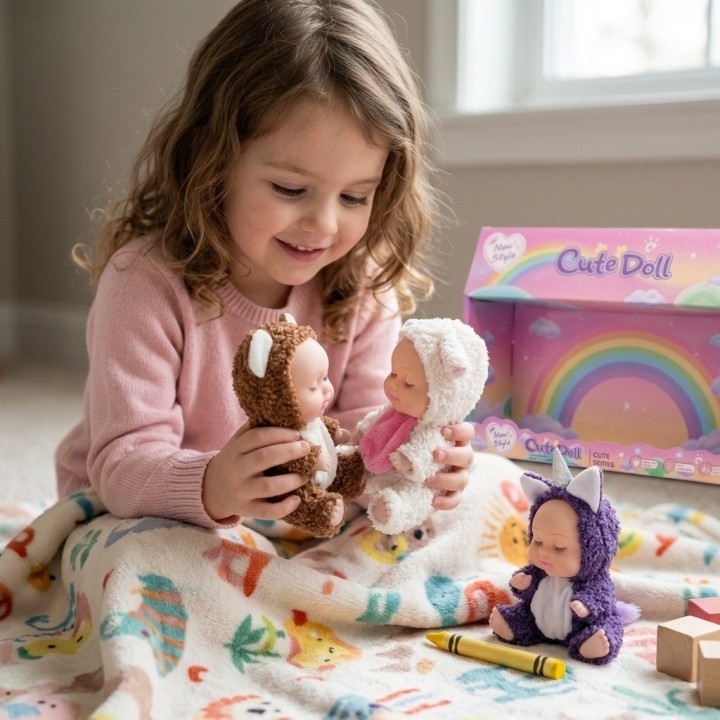 Set X3 Mini Muñecas Bebés Durmiendo Pijama Animalitos