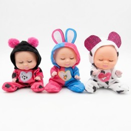 Set X3 Mini Muñecas Bebés Durmiendo Pijama Animalitos