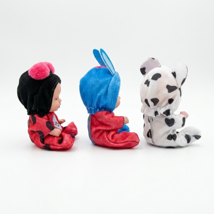 Set X3 Mini Muñecas Bebés Durmiendo Pijama Animalitos