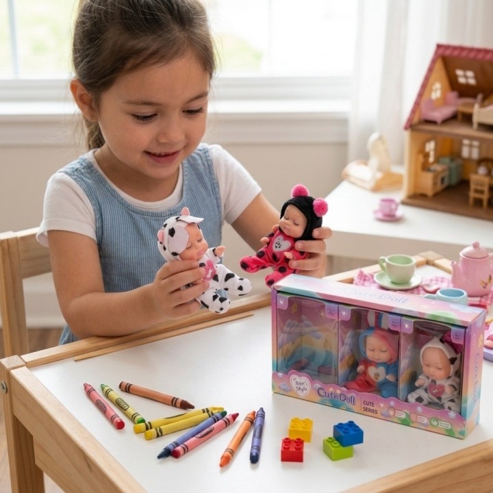 Set X3 Mini Muñecas Bebés Durmiendo Pijama Animalitos