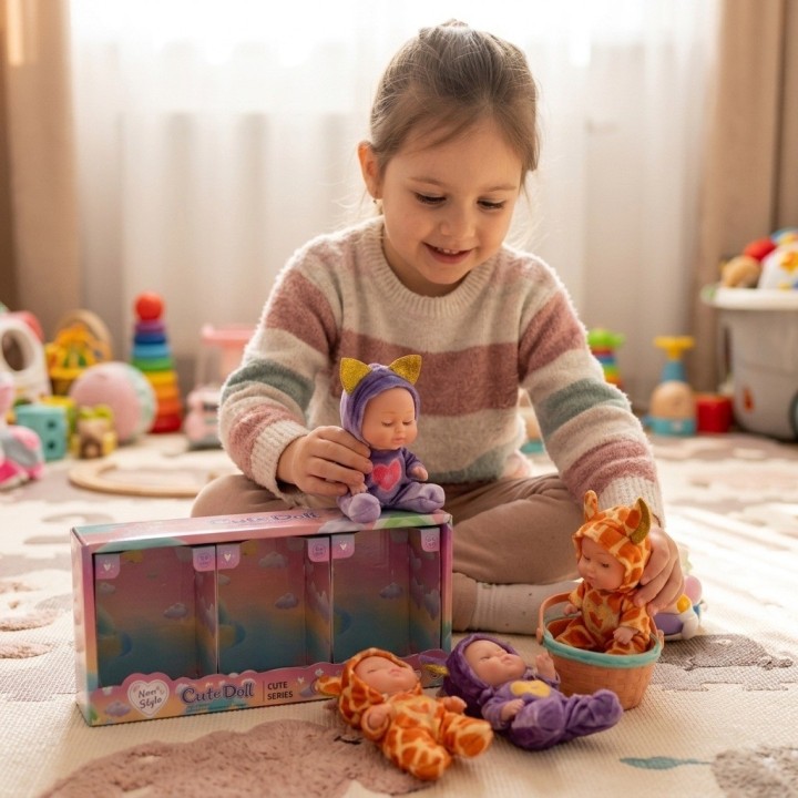 Set X3 Mini Muñecas Bebés Durmiendo Pijama Animalitos