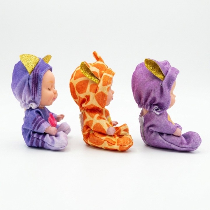 Set X3 Mini Muñecas Bebés Durmiendo Pijama Animalitos