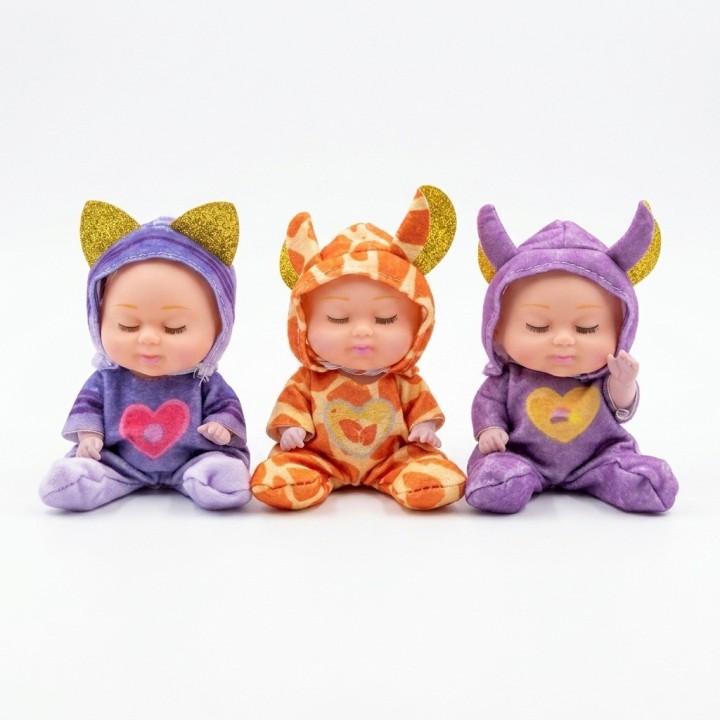Set X3 Mini Muñecas Bebés Durmiendo Pijama Animalitos