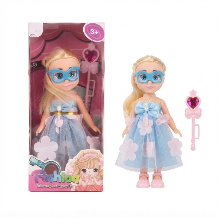Muñeca Fashion Princesa Con Antifaz Y Varita Mágica
