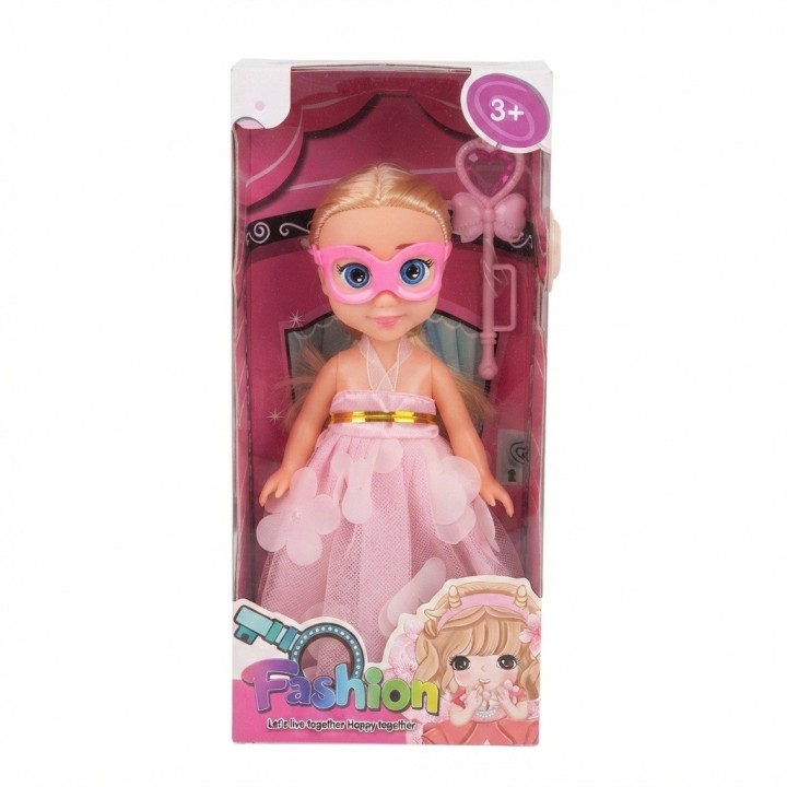 Muñeca Fashion Princesa Con Antifaz Y Varita Mágica