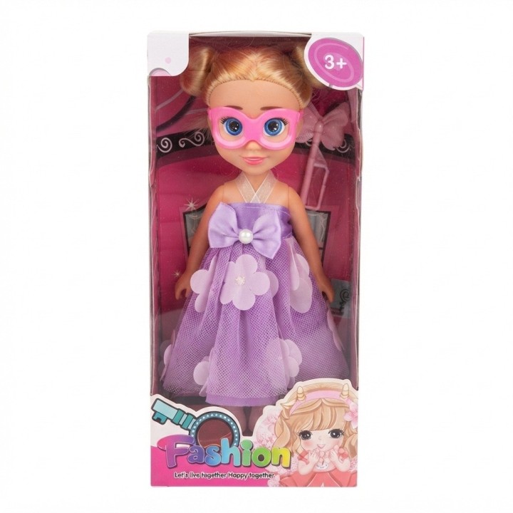 Muñeca Fashion Princesa Con Antifaz Y Varita Mágica